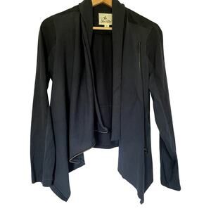 Others Follow navy blue cowl neck full zip jacket sweater women's size S cotton